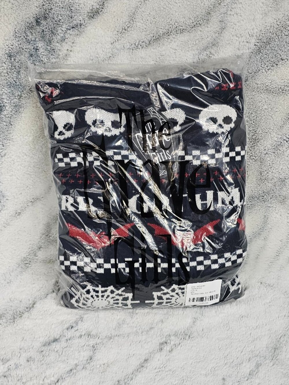 The Grave Girls 1X Fair Isle Intarsia Knit Pullover Hoodie Sweater Gothmas XMas